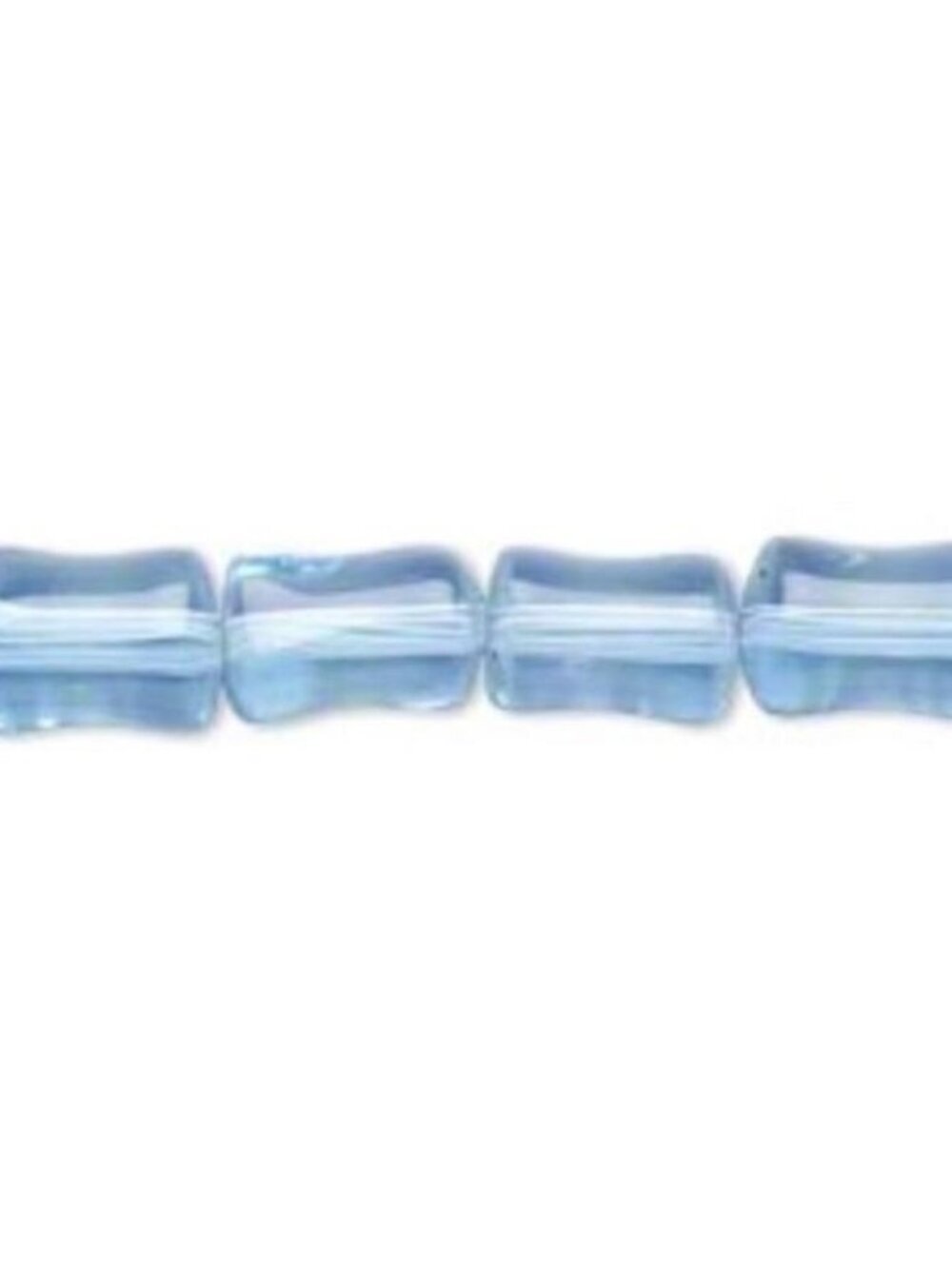 16" Strand of Translucent Light Blue Fine Glass 9x7mm Bamboo Tube Beads